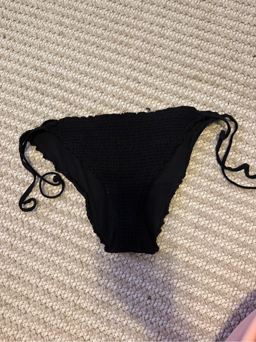 Hollister Black Smocked Tie-Side Bikini Bottoms